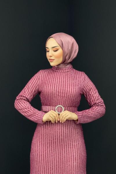 Nagihan Payetli Abiye Pembe