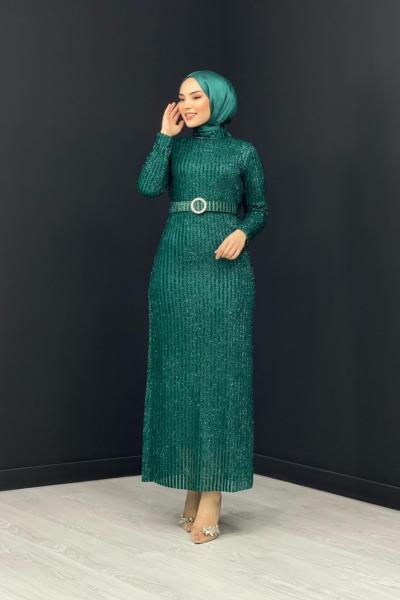 Nagihan Payetli Abiye Zümrüt