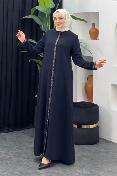 Nakışlı Ferace Lacivert