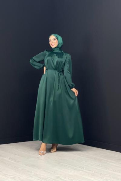 Narin Saten Elbise Zümrüt