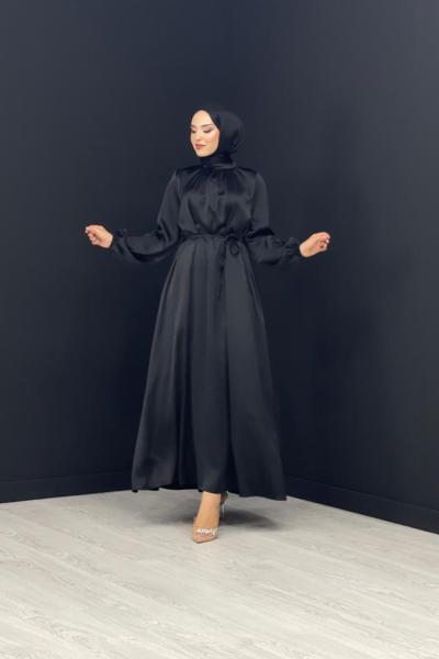 Narin Saten Elbise Siyah