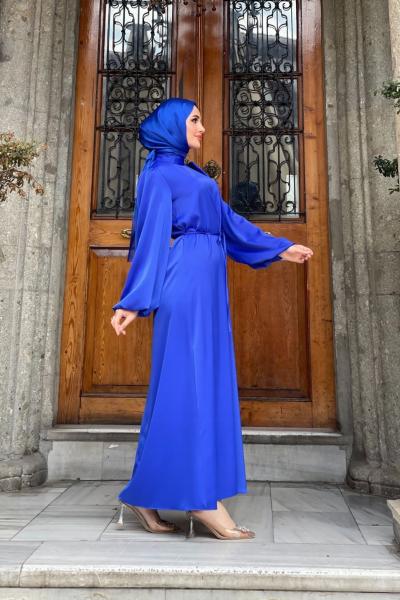 Narin Saten Elbise Saks Mavisi