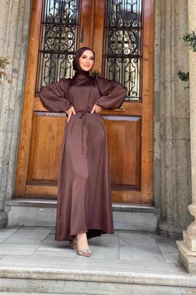 Narin Saten Elbise Acı Kahve