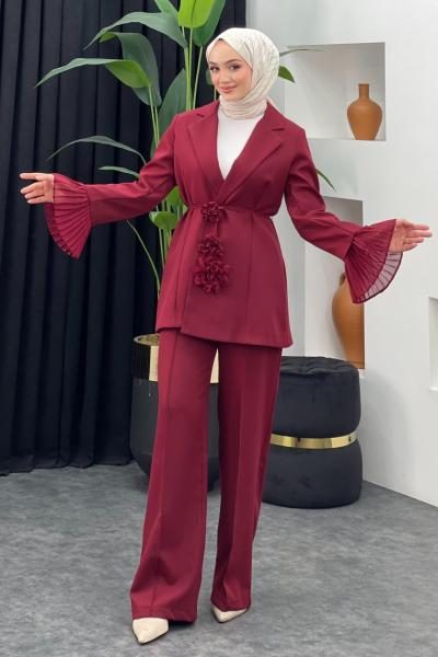 Naz Pantolon Ceketli Takım Bordo