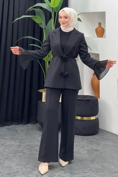 Naz Pantolon Ceketli Takım Siyah
