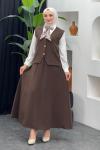 Nehir Etekli Takım Kahverengi