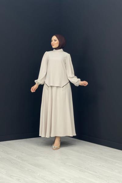 New Mila Etekli Takım Taş Rengi