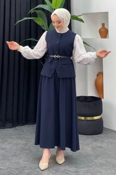 Nilda Yelekli Takım Lacivert