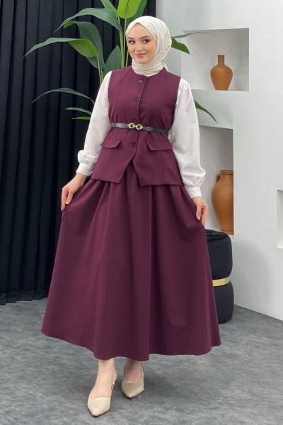 Nilda Yelekli Takım Bordo