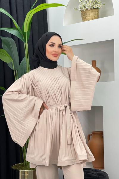 Nilgün Pantolonlu Takım Taş Rengi