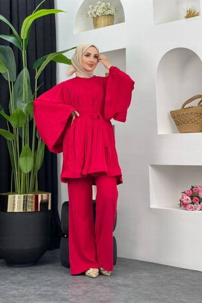 Nilgün Pantolonlu Takım Kırmızı