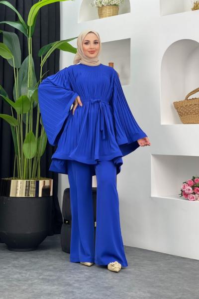 Nilgün Pantolonlu Takım Saks Mavisi