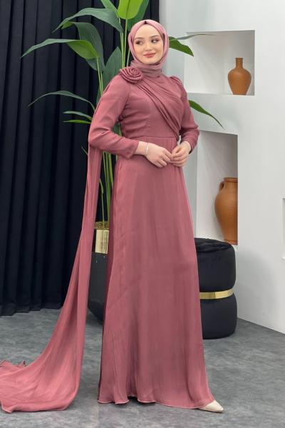 Omzu Güllü Parlak Abiye Gül Kurusu