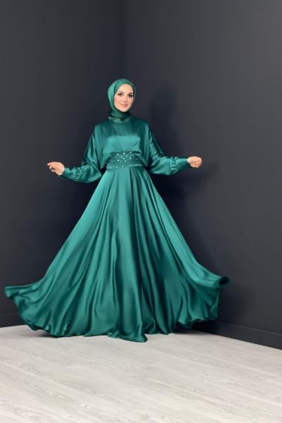 Önü Taşlı Abiye Zümrüt