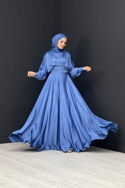 Önü Taşlı Abiye Bebe Mavisi