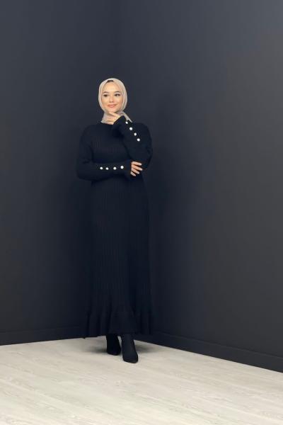 Örme Triko Elbise Siyah