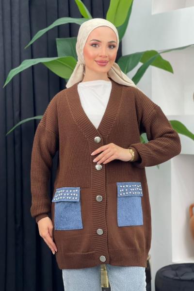 Örme Triko Hırka Kahverengi