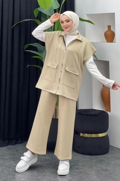 Oscar Pantolonlu Yelekli Takım Gold