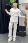 Oscar Pantolonlu Yelekli Takım Beyaz