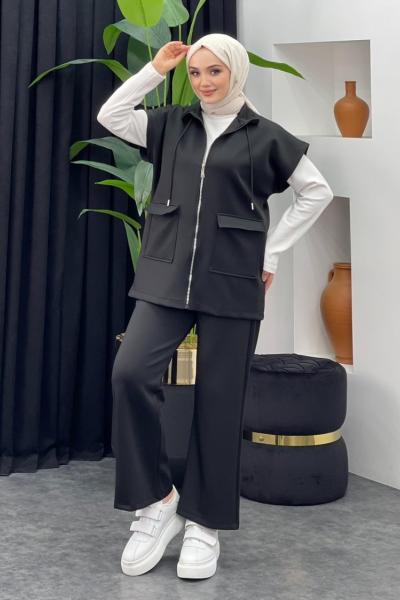 Oscar Pantolonlu Yelekli Takım Siyah