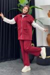 Oscar Pantolonlu Yelekli Takım Bordo