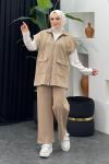 Oscar Pantolonlu Yelekli Takım Sütlü Kahve