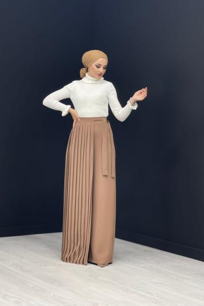 Özel Tasarım Pantolon Etek Sütlü Kahve