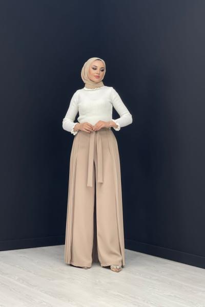 Özel Tasarım Pantolon Etek Taş Rengi