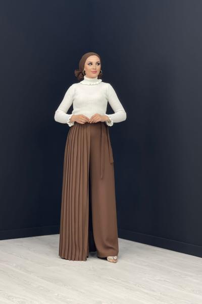 Özel Tasarım Pantolon Etek Kahverengi