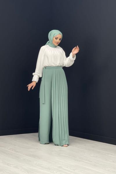 Özel Tasarım Pantolon Etek Mint Yeşili