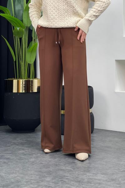 Özge Bol Paça Pantolon Kahverengi