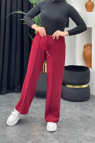 Özge Bol Paça Pantolon Bordo