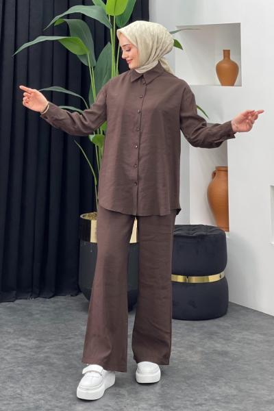 Özün Pantolonlu Takım Kahverengi