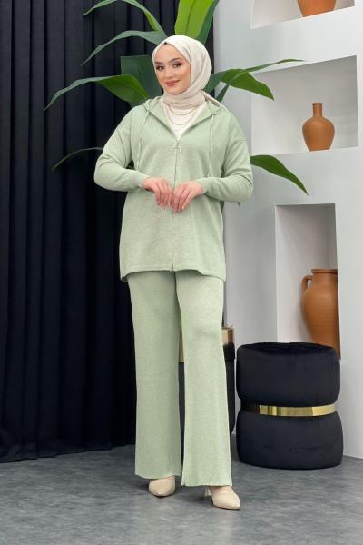 Parıltılı Triko Takım Mint Yeşili