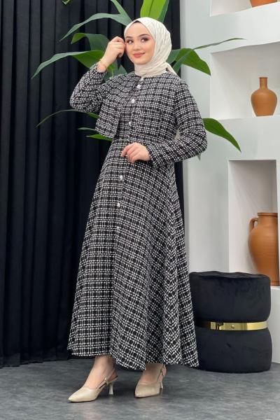 Paris Tüvit Elbise Siyah / Beyaz
