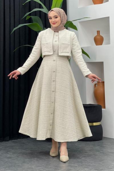 Paris Tüvit Elbise Taş Rengi