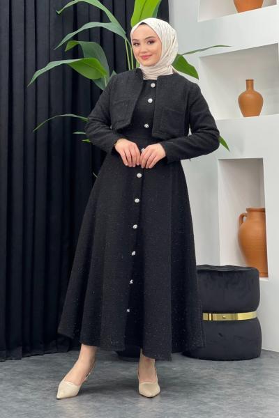 Paris Tüvit Elbise Siyah