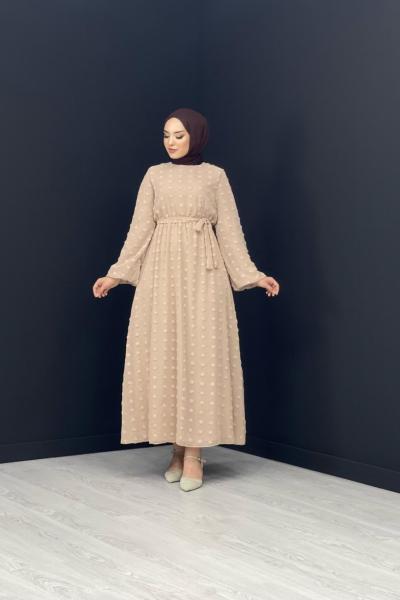 Peri Şifon Elbise Taş Rengi