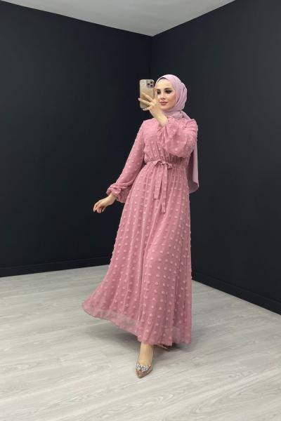 Peri Şifon Elbise Pembe