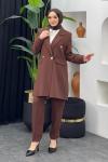 Plaza Ceket Pantolonlu Takım Kahverengi