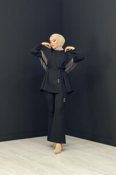 Püsküllü Takım Siyah