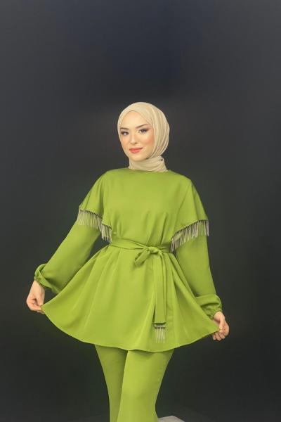 Püsküllü Takım Fıstık Yeşili