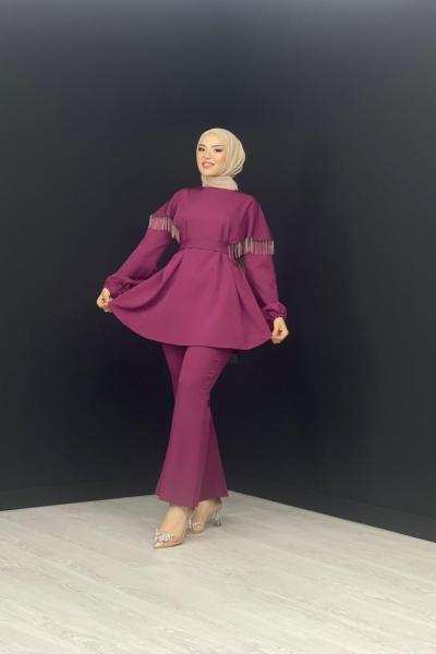 Püsküllü Takım Mürdüm