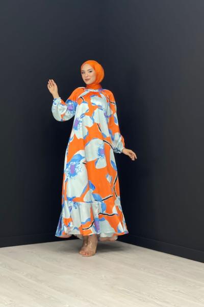 Rengarenk Saten Elbise Bebe Mavisi