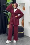Rio Merserize Pantolonlu Takım Bordo