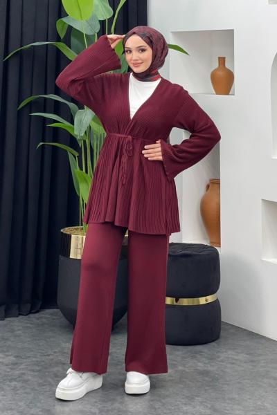 Rio Merserize Pantolonlu Takım Bordo