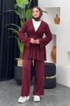 Rio Merserize Pantolonlu Takım Bordo