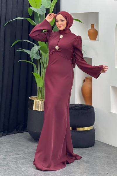 Roseline Saten Abiye Bordo