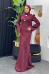 Roseline Saten Abiye Bordo