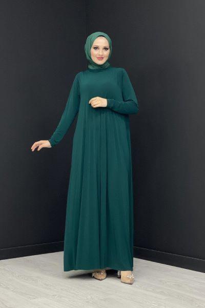 Salaş Piliseli Elbise Zümrüt